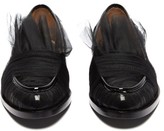 Thumbnail for your product : Midnight 00 Tulle-covered Patent-leather Loafers - Black
