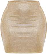 Thumbnail for your product : PrettyLittleThing Shape Gold Glitter Bodycon Skirt