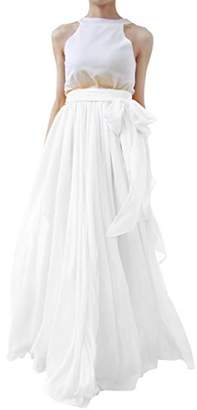 Lanierwedding Summer Beach Chiffon Long High Waist Maxi Skirt With Belt For Wedding 2017
