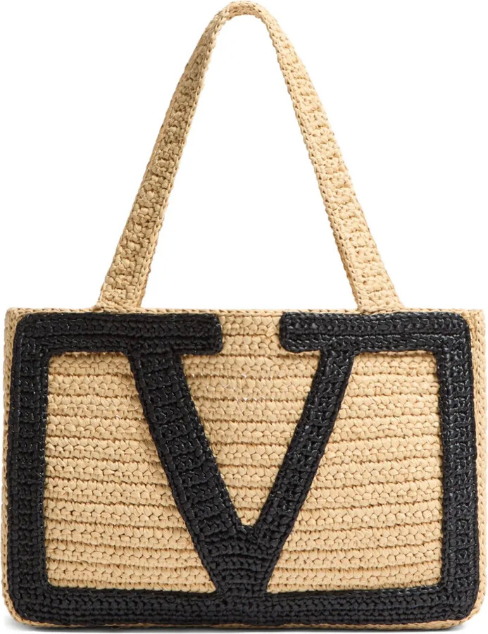 お買い得！！★Valentino★ ラージ ラフィア ショッピングバッグ ナチュラル Woman ヴィヴ ショック ラフィア ショッピング