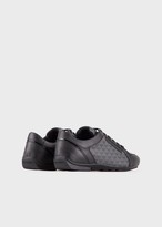 Thumbnail for your product : Emporio Armani All-Over Logo Leather And Pvc Sneakers