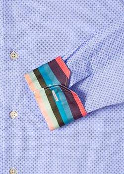 Paul Smith Men's Tailored-Fit Purple 'Geometric' Motif Cotton Shirt With Contrast Cuff Lining