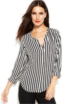 Thumbnail for your product : INC International Concepts Striped Split-Back Button-Front Blouse