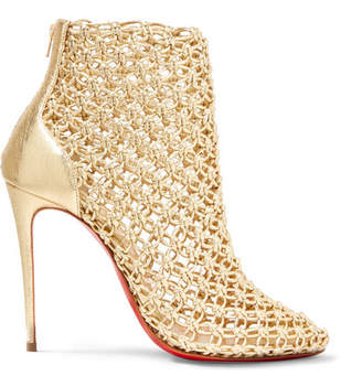 Christian Louboutin Andaloulou 100 Metallic Leather Ankle Boots - Gold