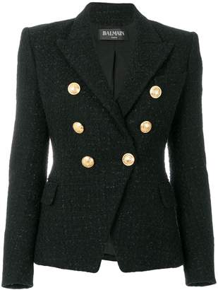 Balmain button-embellished tweed jacket