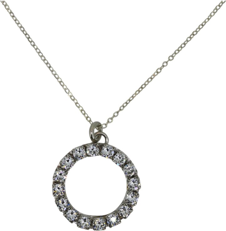 Vickisarge Neutrals The Clear Hoop Necklace In Platinum - Short