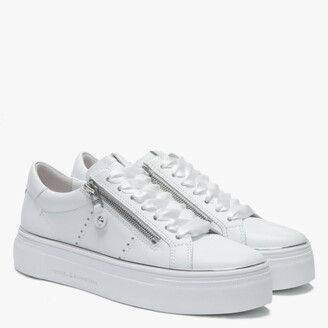 Kennel + Schmenger Parry White Leather Double Zip Ribbon Lace Trainers