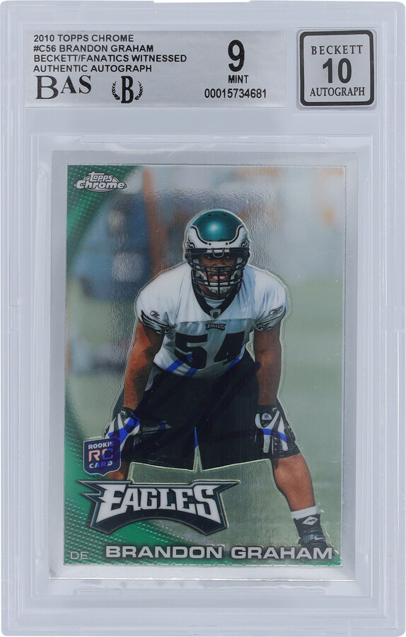 Brandon Graham Philadelphia Eagles Autographed 2010 Topps Chrome #C56 Beckett Fanatics Witnessed Authenticated 9/10 Rookie Card