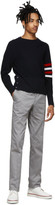 Thumbnail for your product : Thom Browne Navy Wool 4-Bar Crewneck Sweater