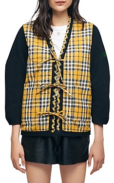 Maje Reversible Quilted Check Jacket