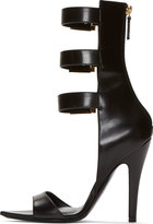 Thumbnail for your product : Versus Black Leather Calf-High Anthony Vaccarello Edition Sandals