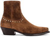 Thumbnail for your product : Saint Laurent Lukas Zip Stud Ankle Booties in Land | FWRD