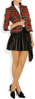 Thumbnail for your product : Moschino Embroidered velvet-trimmed tartan wool blazer