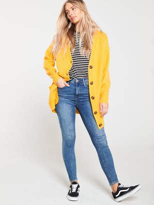 Very Slouch Button Seam Cardigan - Yellow