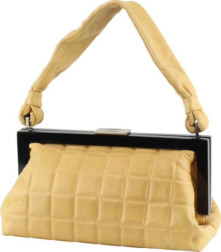 East west chocolate bar leather handbag Chanel Beige in Leather