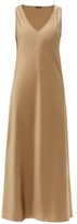 Thumbnail for your product : Joseph Daris V-neck Silk-satin Slip Dress - Mid Brown