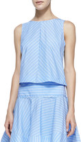 Thumbnail for your product : Milly Gorton Striped Sleeveless Poplin Blouse