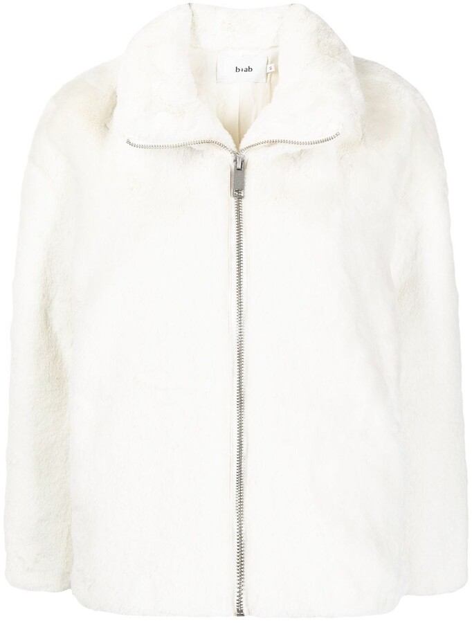 Back To School/College/Uni White Faux Fur Collar Jacket 