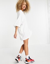 Thumbnail for your product : Weekday Huge cotton t-shirt dress in white - WHITE