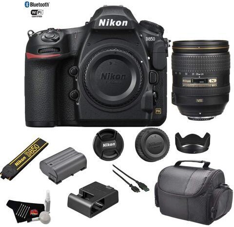 Nikon Inc Nikon D850 DSLR Camera (Body) 1585 - Kit with Nikon AF-S NIKKOR 24-120mm f/4G ED VR Lens + More - International Model