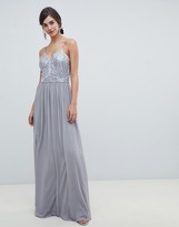 chi chi london cami strap maxi dress with premium lace