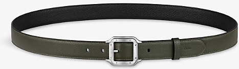 Cartier Mens Black and Green Tea Santos De Leather Belt 1 Size