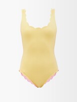 Thumbnail for your product : Marysia Swim Palm Springs Reversible Scalloped-edged Swimsuit - Yellow Pink
