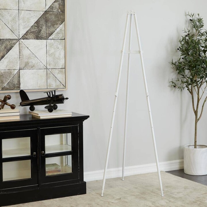 Litton Lane White Metal Extra Large Free Standing Adjustable Display Stand Easel with Foldable Stand