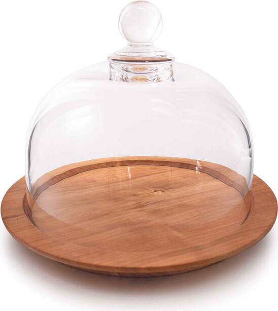 Simon Pearce Hartland Cheese Dome with Cherry Wood Base