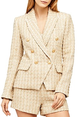 L'Agence Kenzie Double-Breasted Tweed Blazer