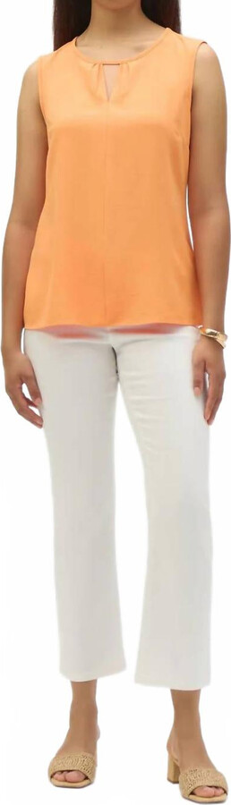 Joseph Ribkoff Apricot Eggshell Keyhole Cut Out Sleeveless Top In Apricot Orange