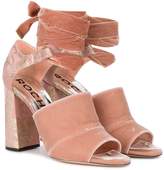 Thumbnail for your product : Rochas Pink Velvet Ankle Tie 100 sandals