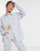 Thumbnail for your product : Reclaimed Vintage inspired oversized cord shirt in baby blue