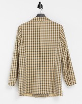 Thumbnail for your product : ASOS DESIGN strong shouldered asymmetric suit blazer in heritage check