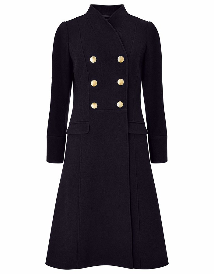 Navy wool coat womens uk Clearance