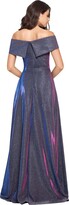 Thumbnail for your product : Xscape Evenings Off-the-Shoulder Long Glitter Dress (Black/Silver/Fuchsia) Women's Clothing