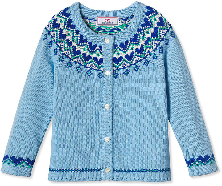 Classic Prep Childrenswear Girl's Sage Heart Fair Isle Cardigan, Size 2-14  - ShopStyle