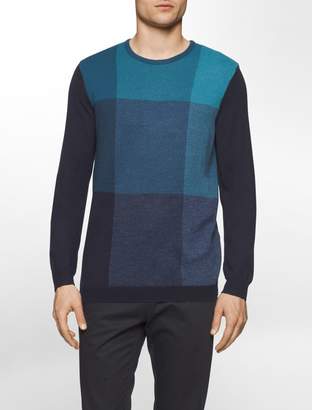 Calvin Klein merino wool birds-eye plaid sweater