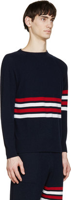 Thom Browne Navy & Red Cashmere Striped Sweater