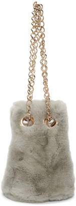Yves Salomon SSENSE Exclusive Grey Fur Bucket Bag