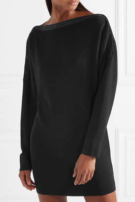 Alexander Wang T by Off-the-shoulder Ribbed Merino Wool-blend Mini Dress - Black