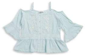 Jessica Simpson Girl's Embroidered Cold-Shoulder Top