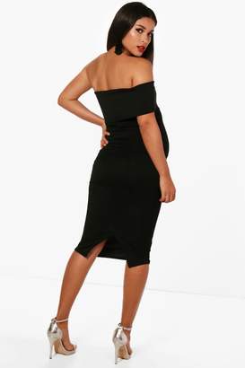 boohoo Womens Maternity Tilly Off The Shoulder Midi Dress
