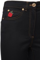 Thumbnail for your product : Versace Roses Embroidered Cotton Denim Jeans
