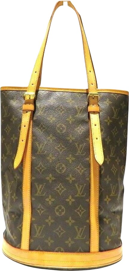Authenticated Used Louis Vuitton Bucket GM Brown Beige Monogram M42236  Canvas Nume Leather FL0093 LOUIS VUITTON Bag Tote Handbag Women's