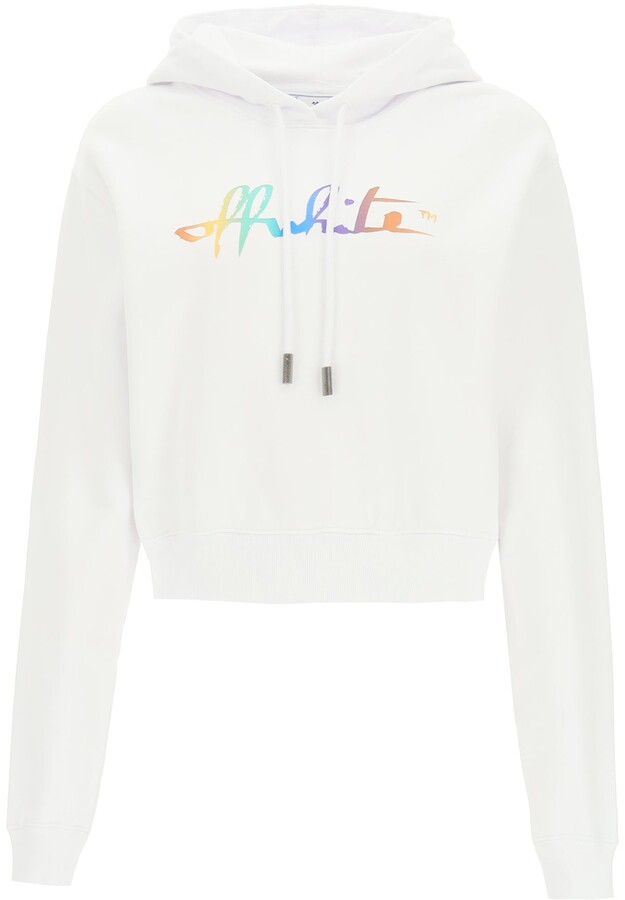 Off-White crop hoodie rainbow logo - ShopStyle