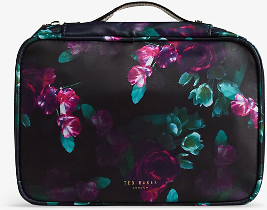 Ted Baker Black Floral-print Faux-leather Wash bag - ShopStyle