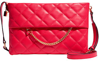 Karen Millen Leather Chain Zip Cross Body Bag, Pink Quilt
