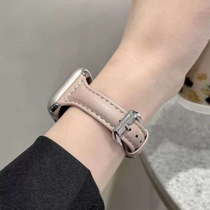 None Slim Leather Strap for Apple Watch Band 46mm 44mm 40mm 41mm 49mm 42 45 Mm Wrist Women Bracelet IWatch Serie 10 9 8 7 6 5 4 3 SE