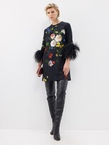 Thumbnail for your product : Elie Saab Feather-trim Floral-print Crepe Mini Dress